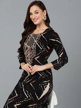 Viscose Rayon Black Printed Straight